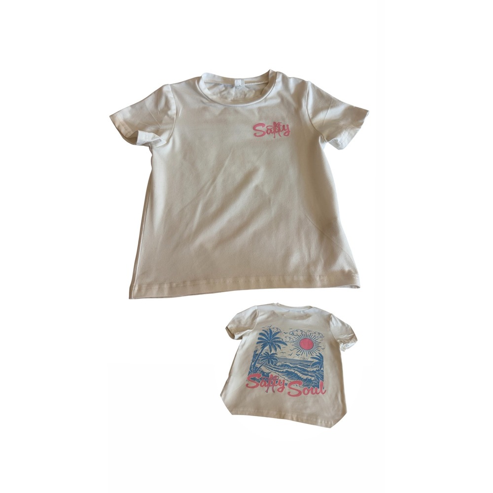 *4 for $20 Mix&Match" SHEIN Girls Graphic Tee Salty Beach Summer T-Shirt Size 5Y
